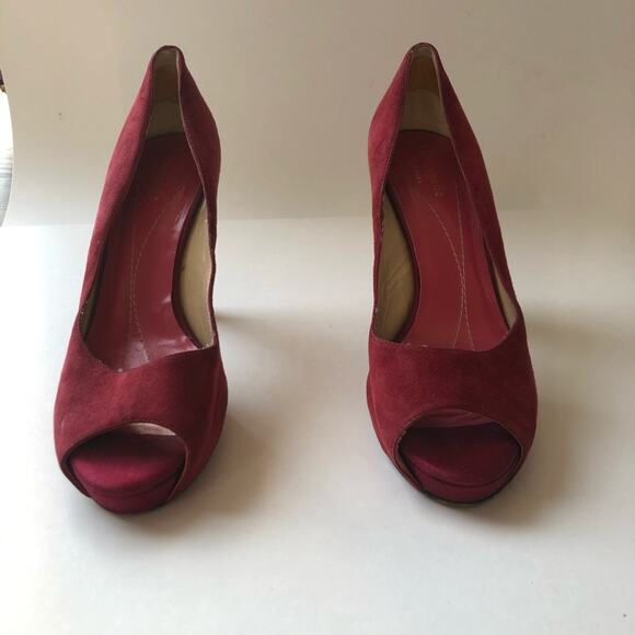 Kate Spade Georgia Pumps Peep Toe Red Suede 7 - Picture 3 of 12